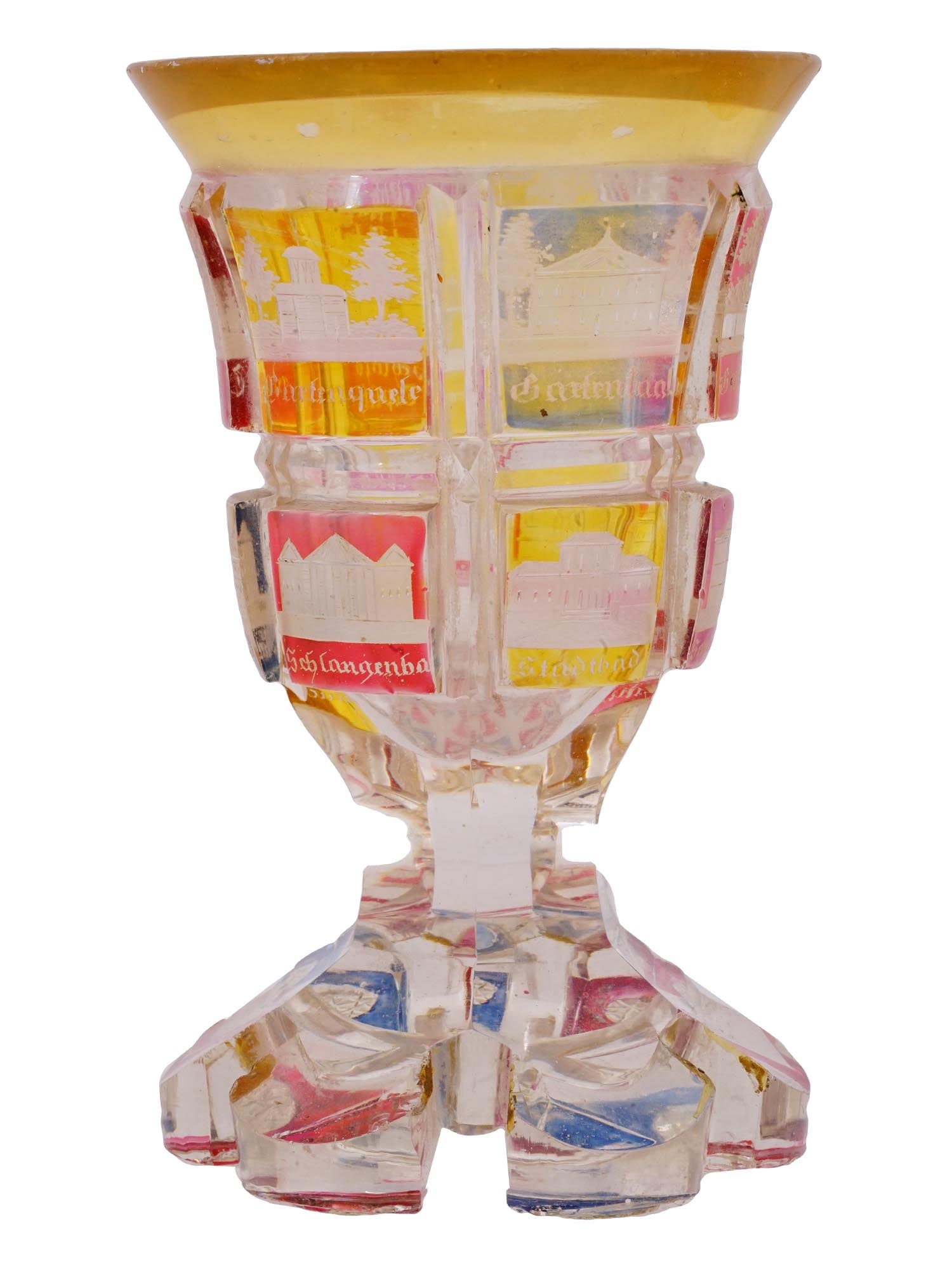 ANTIQUE BOHEMIAN EGERMANN MANNER CUT GLASS GOBLET (1 of 10)