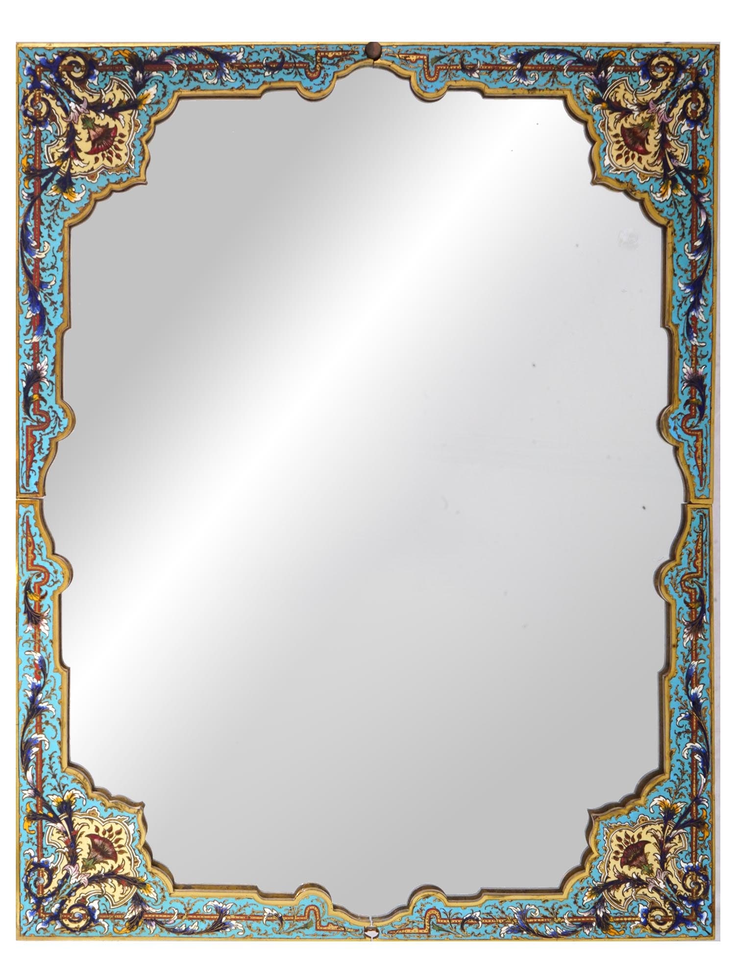 ART NOUVEAU FRENCH CHAMPLEVE ENAMEL WALL MIRROR (1 of 8)