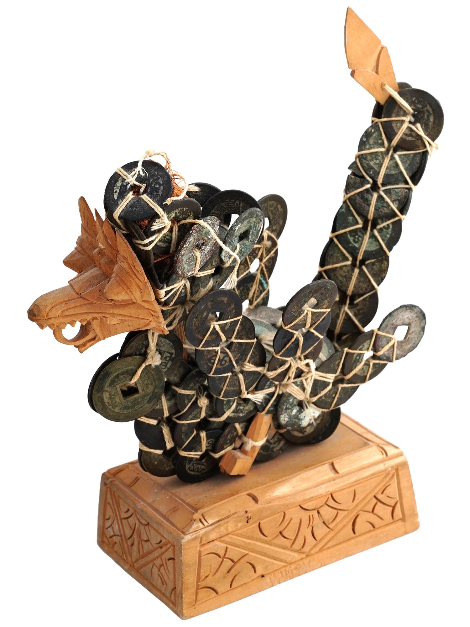 CHINESE FIGURINE OF DRAGON CRAFTED FROM ANCIENT COINS (1 of 7)