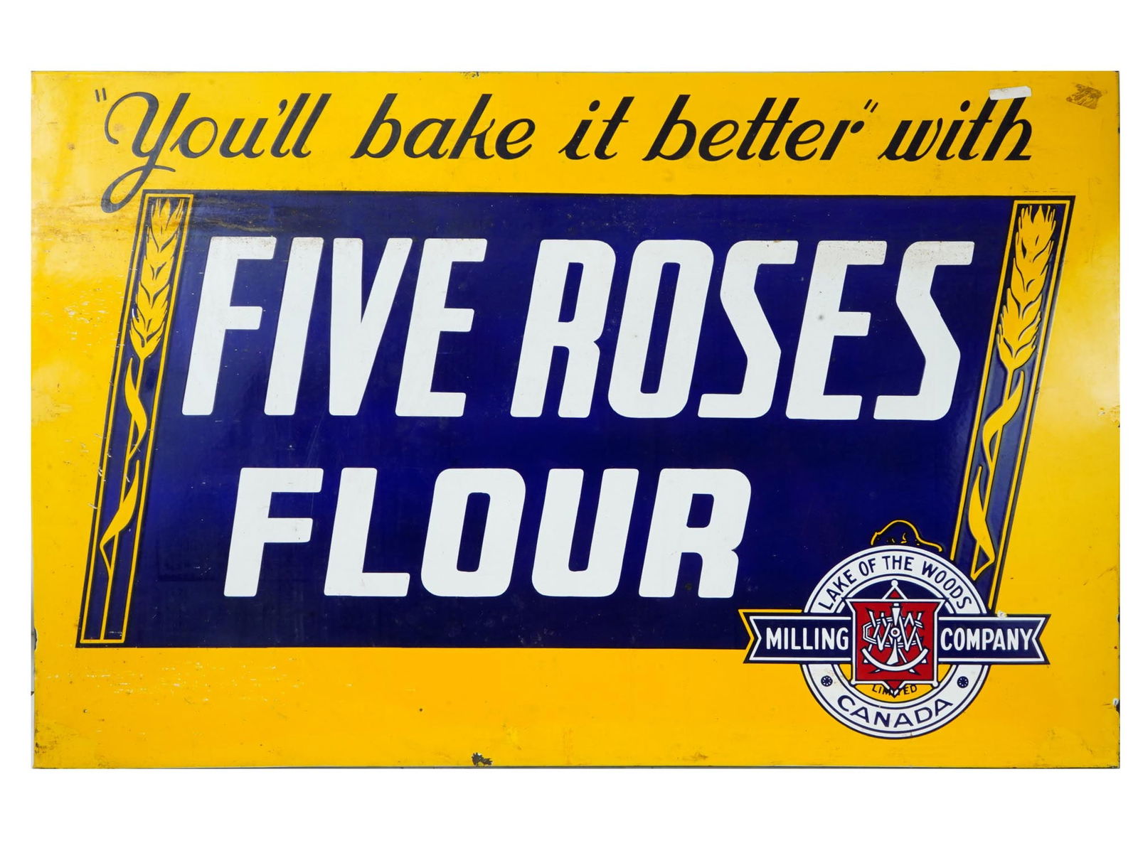 VINTAGE FIVE ROSES FLOUR MILLING COMPANY METAL SIGN (1 of 2)