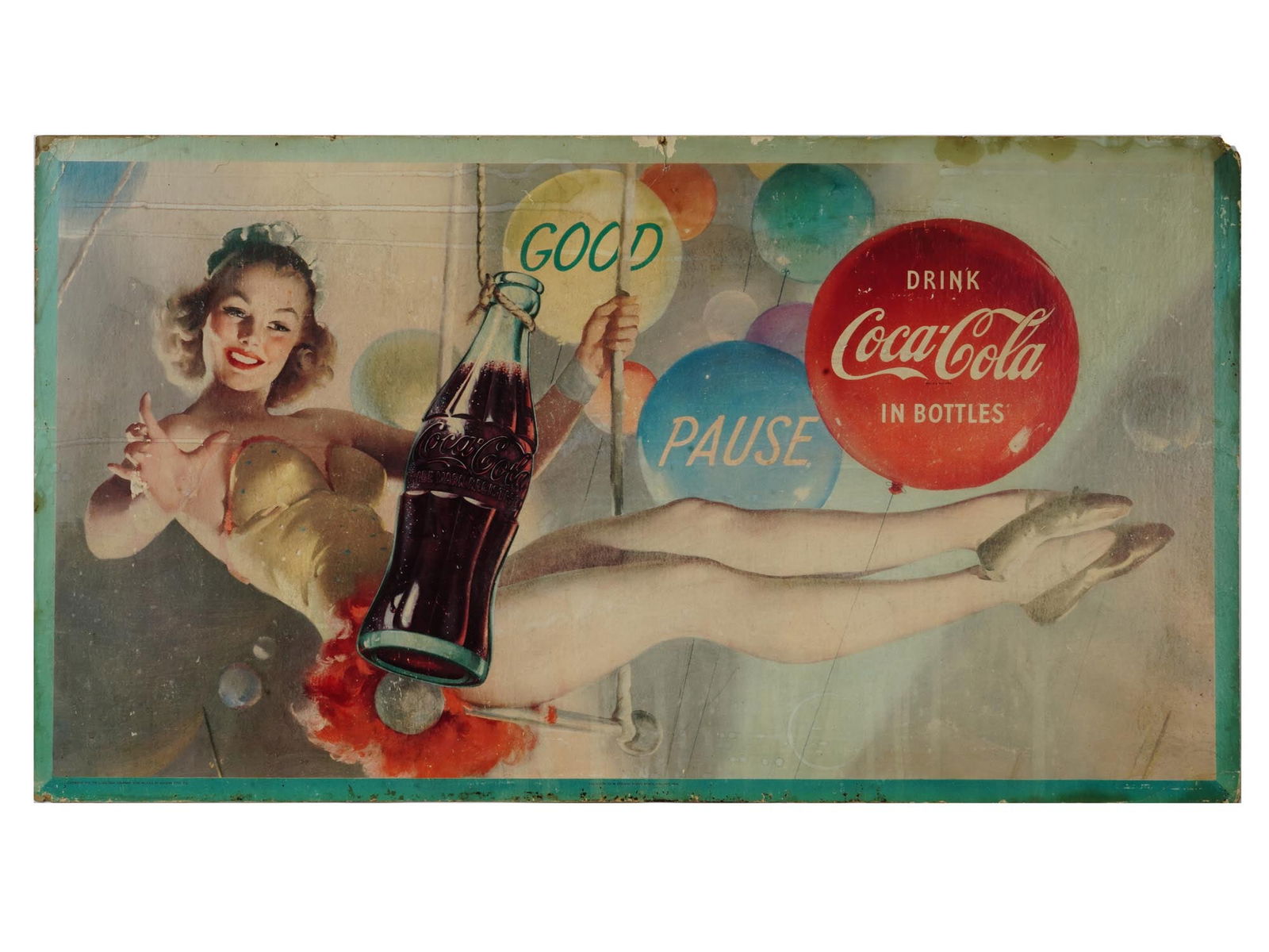VINTAGE CARDBOARD DOUBLE SIDED COCA COLA SIGN (1 of 4)