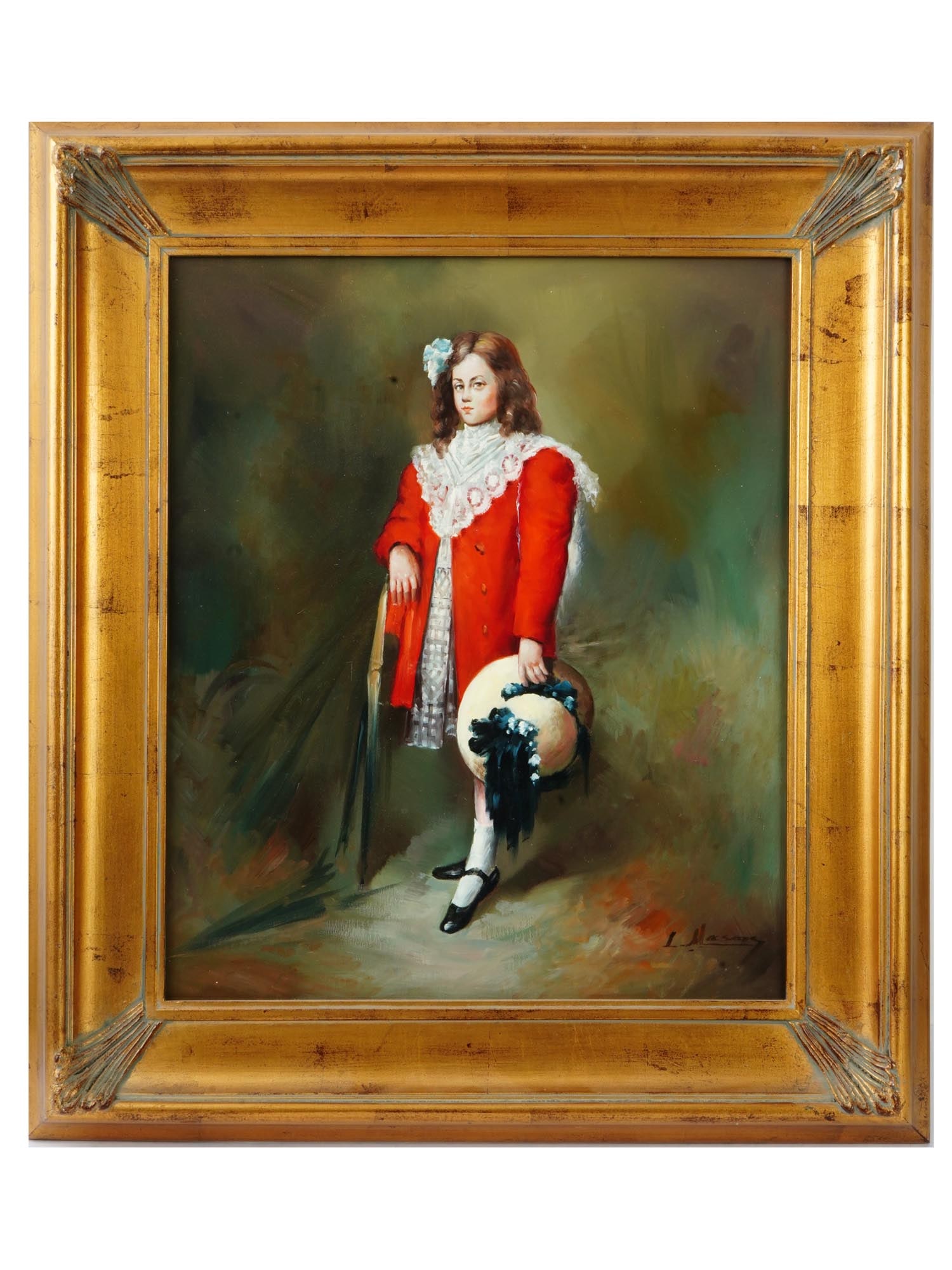 DUTCH AFTER JEAN LAUDY STRAW HAT OIL PORTRAIT PAINTING (1 of 4)