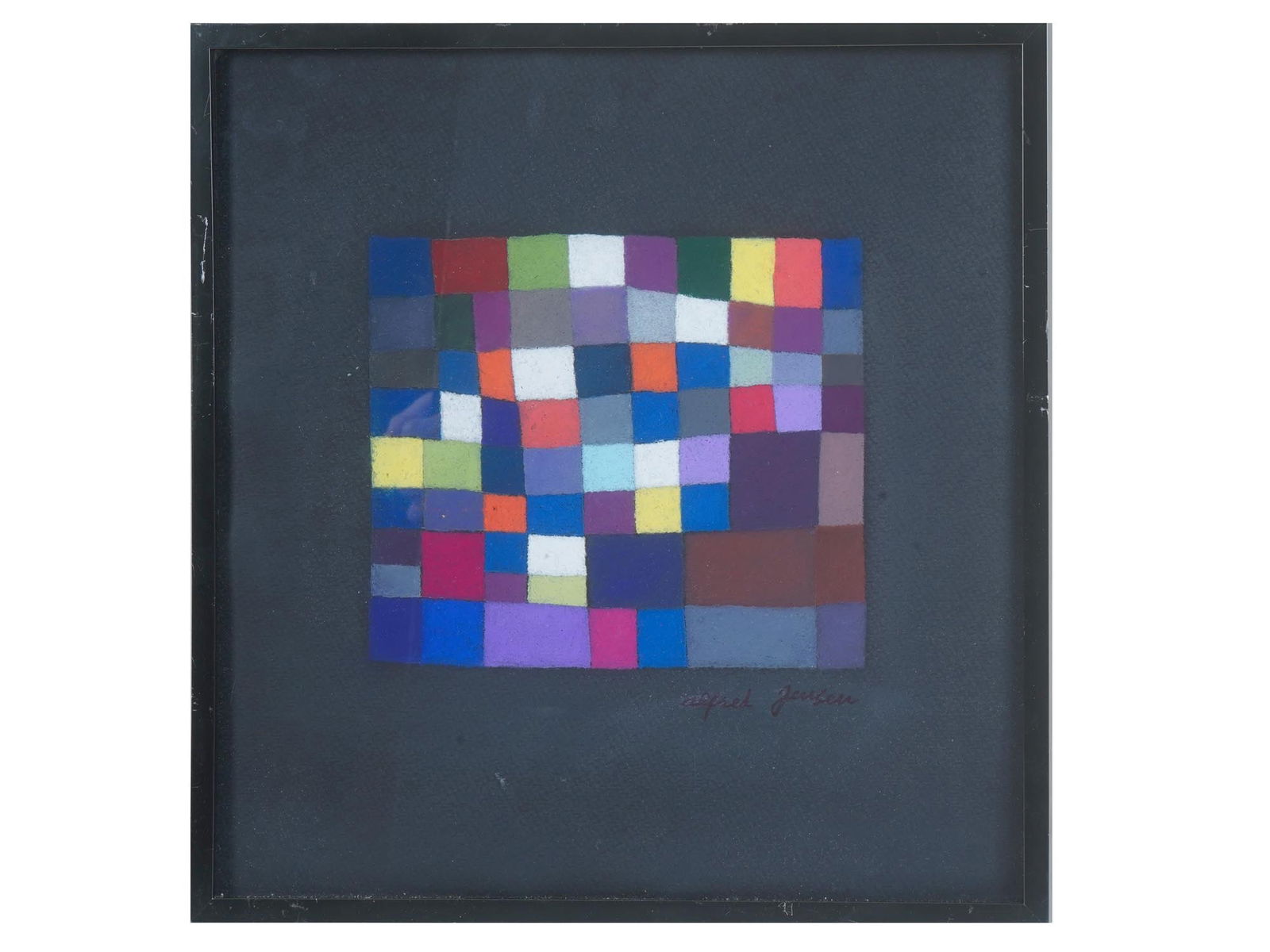 ATTR TO ALFRED JENSEN ABSTRACT OIL PASTEL PAINTING (1 of 4)