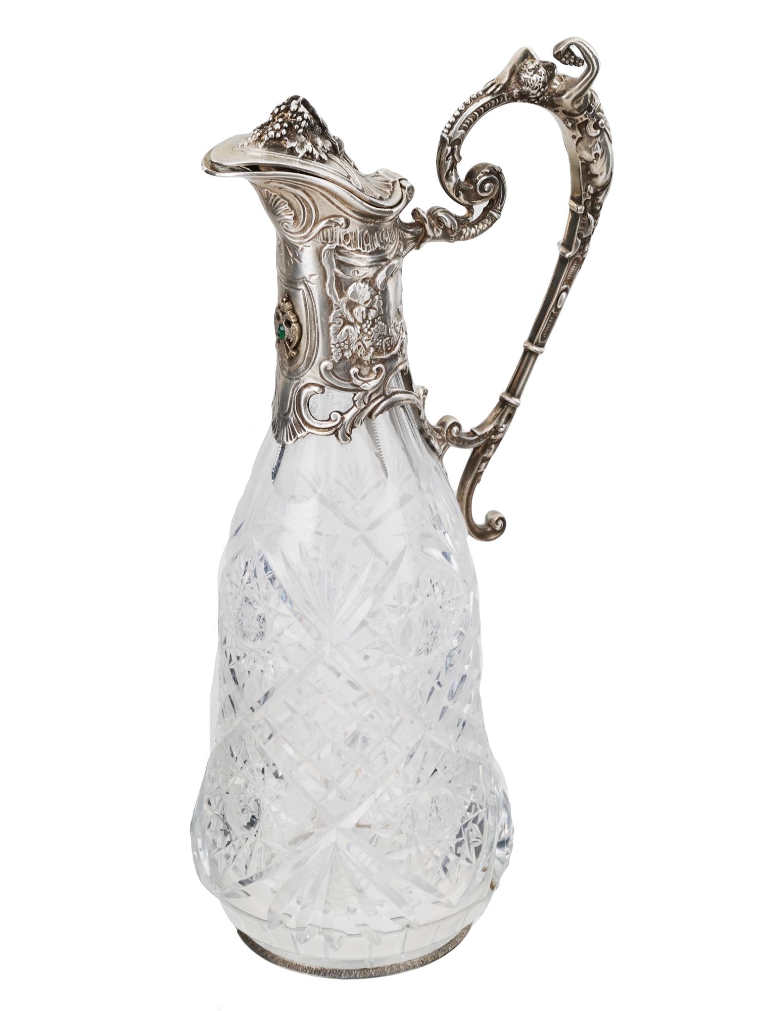 RUSSIAN 84 SILVER AND CUT CRYSTAL DECANTER (1 of 10)