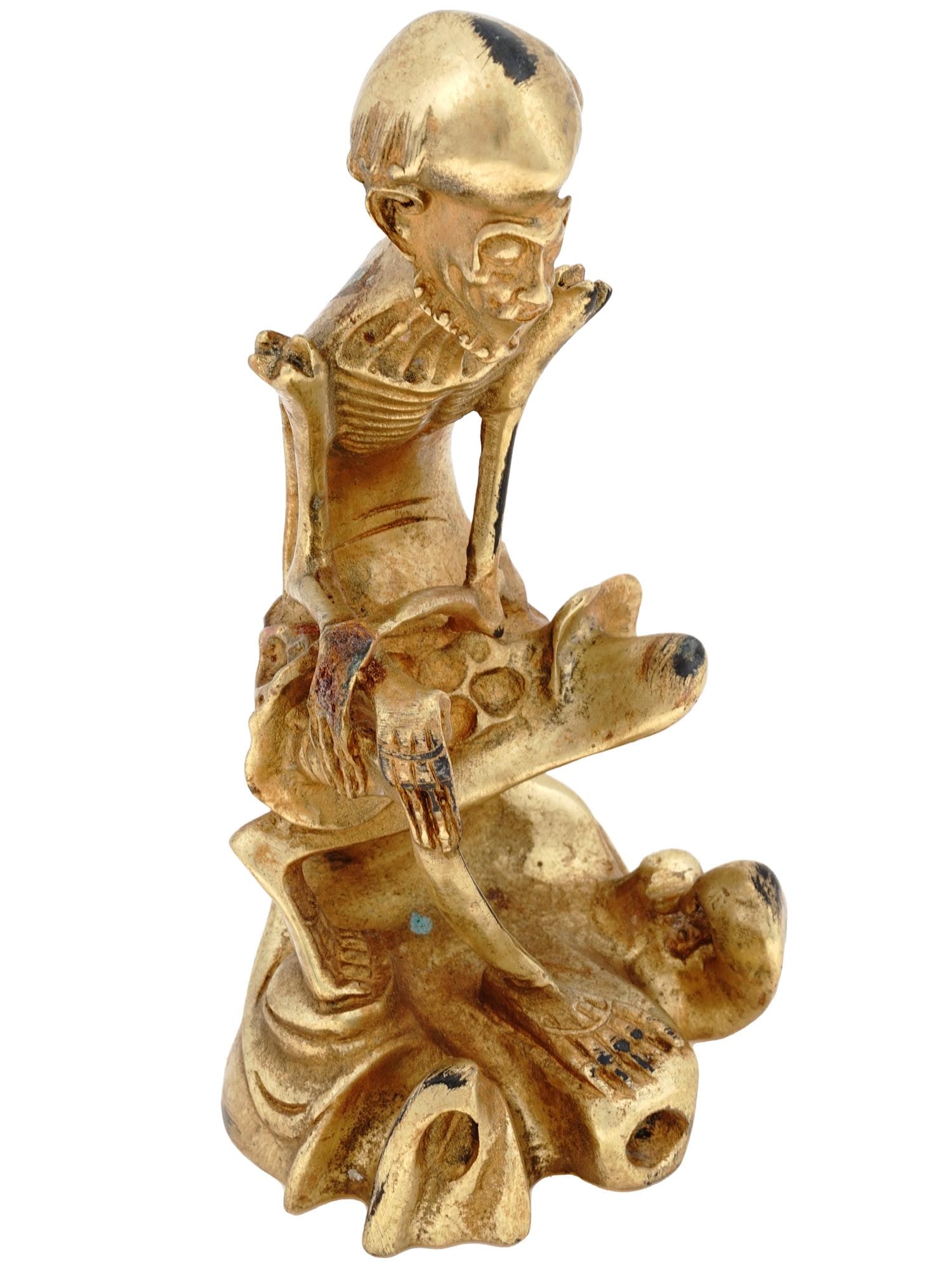 ANTIQUE CHINESE QING BRONZE ARHAT BUDDHIST MONK FIGURE (1 of 6)