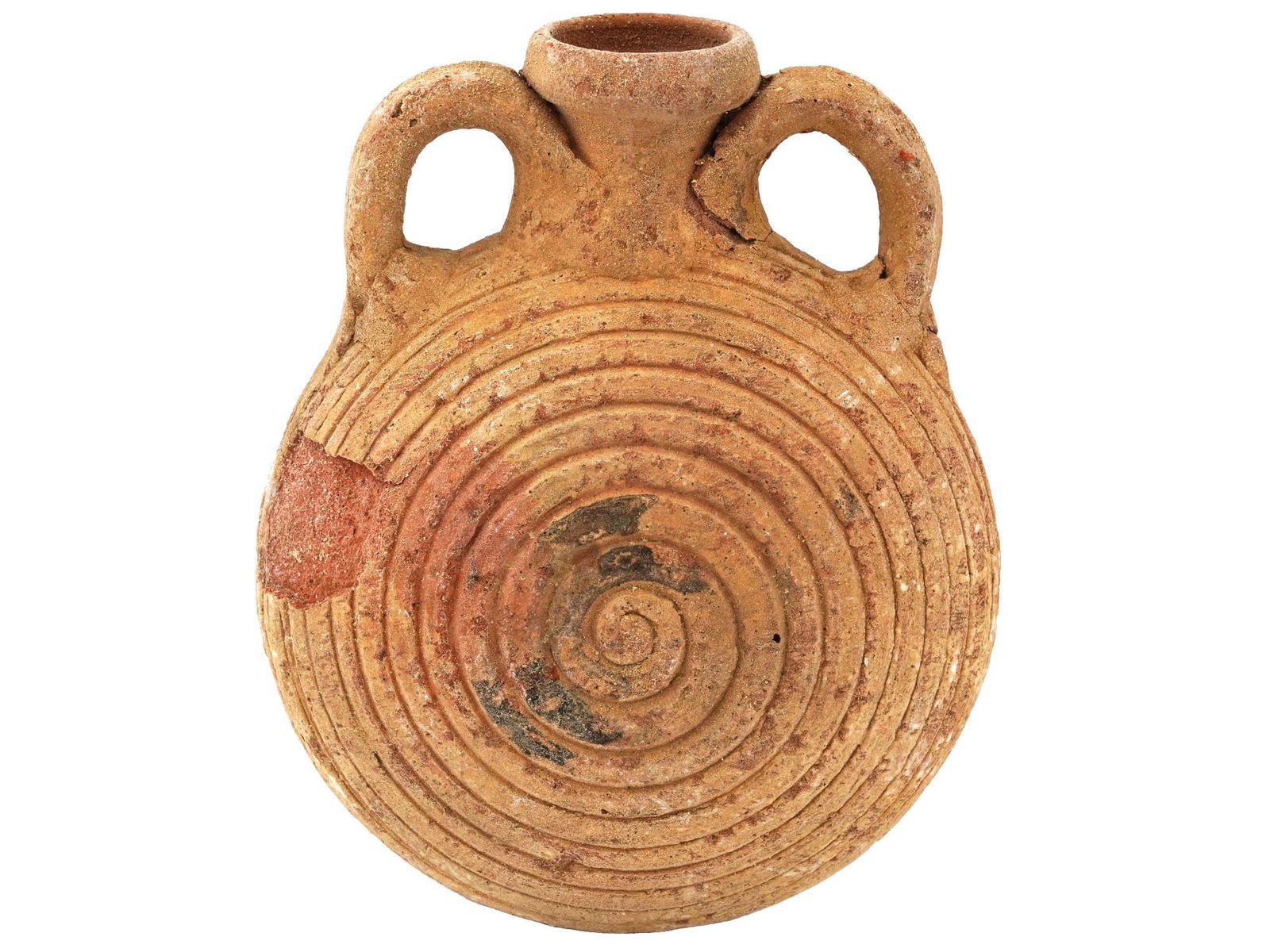 ANCIENT ROMAN TERRACOTA PILGRIM FLASK 100 TO 300 AD (1 of 7)