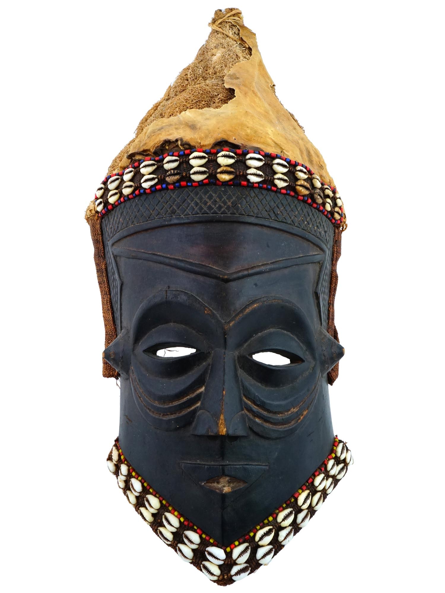 RARE ANTIQUE AFRICAN CONGO KUBA LELE CARVED WOOD MASK (1 of 7)
