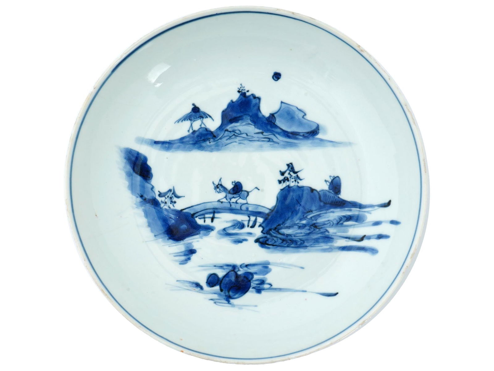 CHINESE LATE MING DYNASTY BLUE WHITE PORCELAIN BOWL (1 of 4)