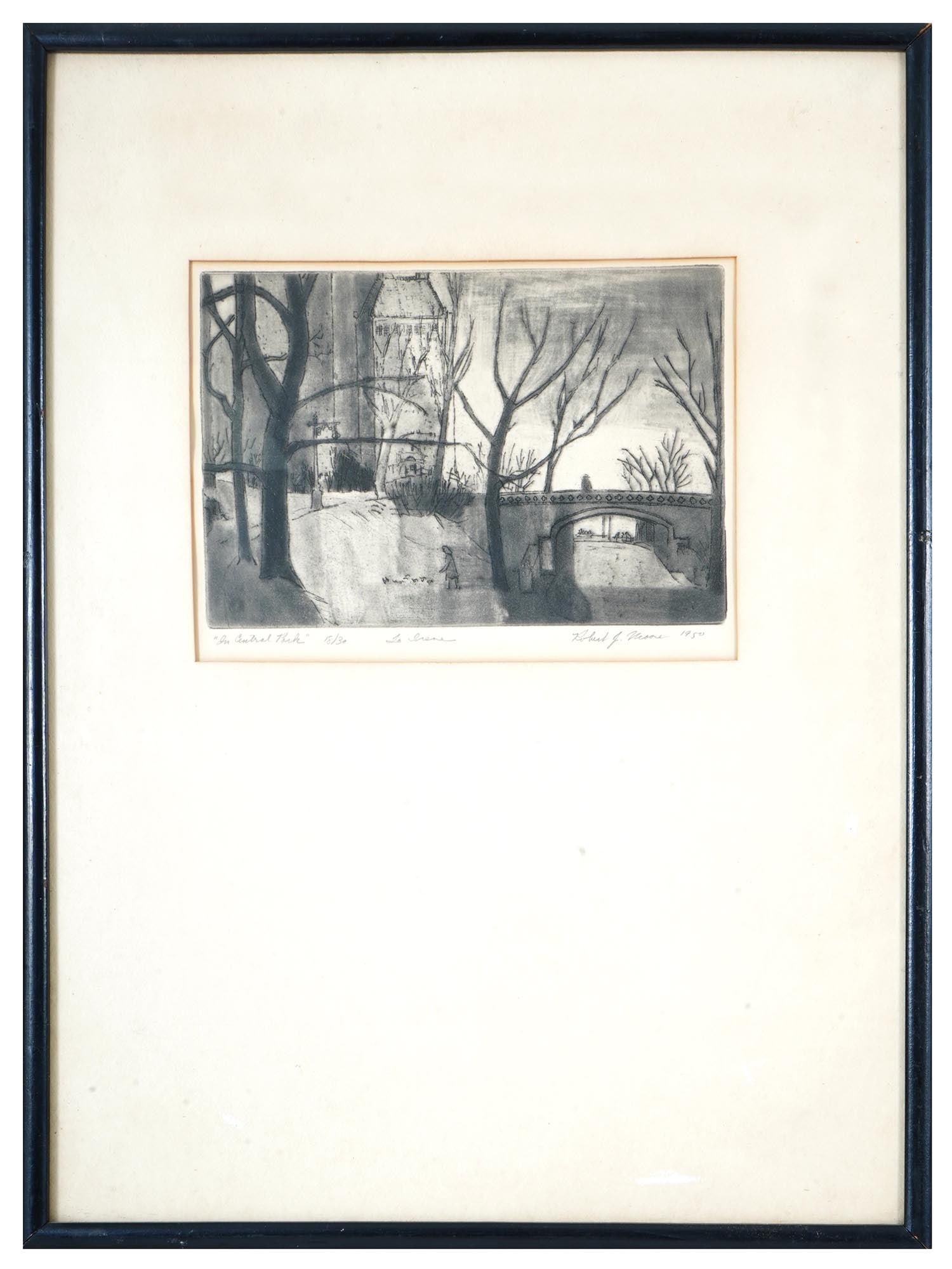 1950 NEW YORK CITYSCAPE ETCHING BY ROBERT MOORE (1 of 4)