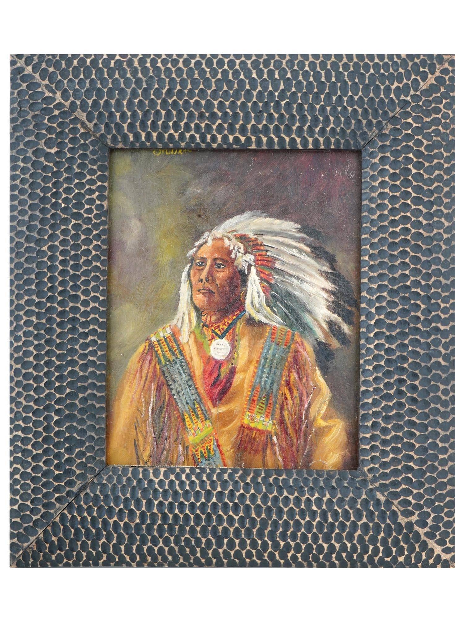 AMERICAN INDIAN MALE PORTRAIT OIL PAINTING (1 of 4)