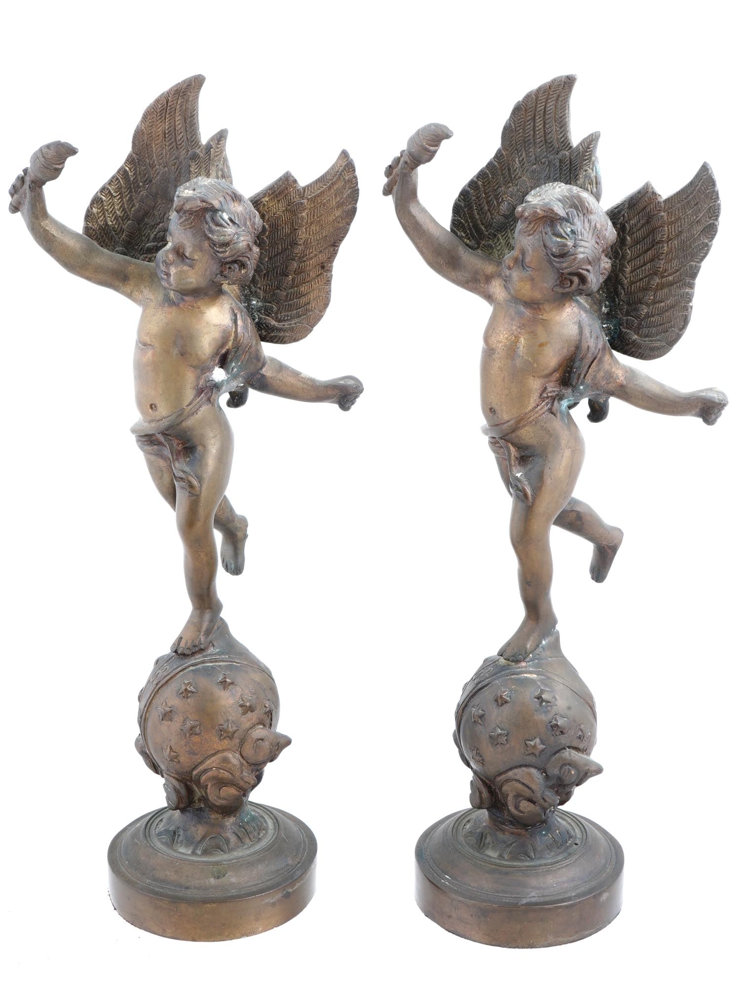 CAST METAL CHERUBS FIGURES AFTER EMILE BRUCHON (1 of 6)