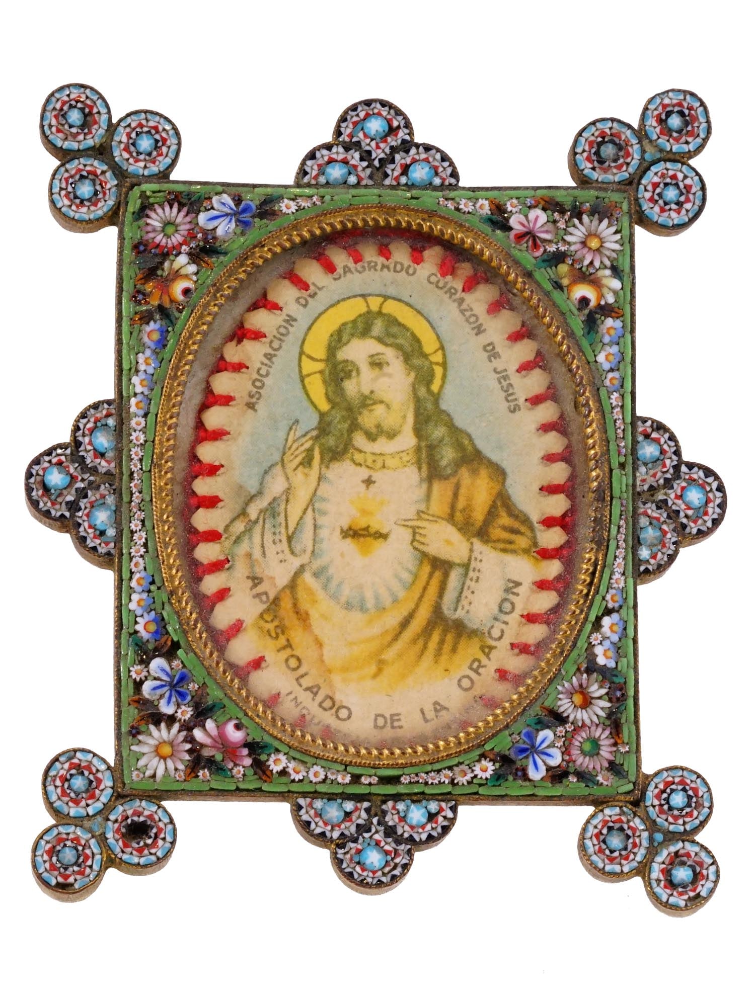 ANTIQUE ITALIAN MICRO MOSAIC PICTURE FRAME (1 of 8)