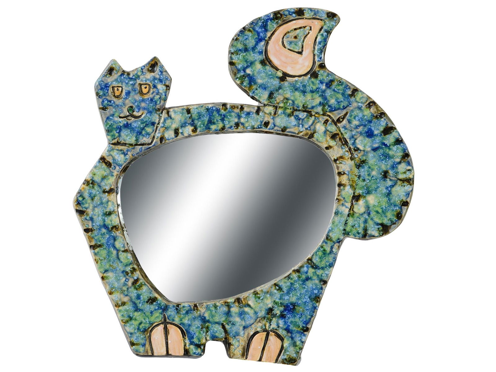FRENCH LES ARGONAUTES VALLAURIS CAT CERAMIC MIRROR (1 of 4)