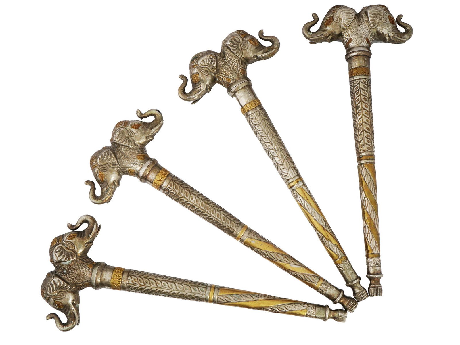 ANTIQUE INDIAN SILVER PLATED SOONTA CEREMONIAL MACES (1 of 9)