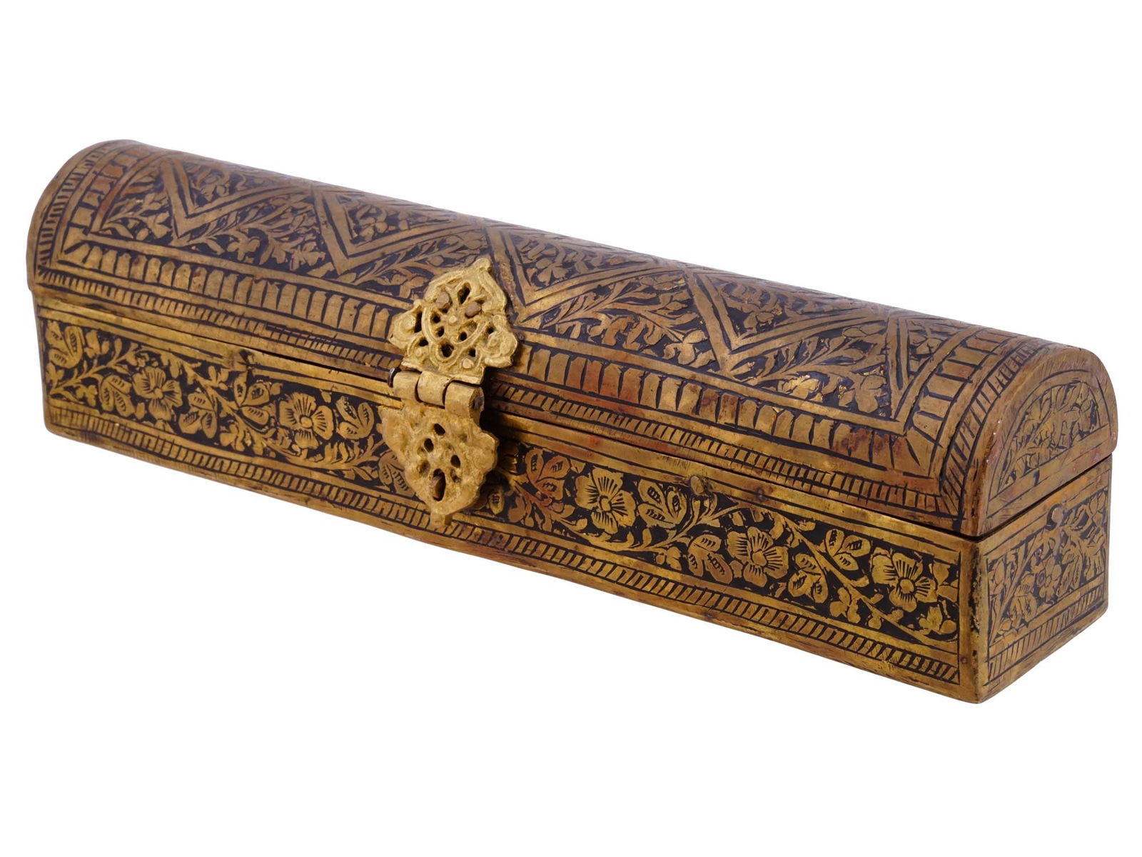 ANTIQUE PERSIAN QAJAR NIELLO BRASS PEN BOX (1 of 12)