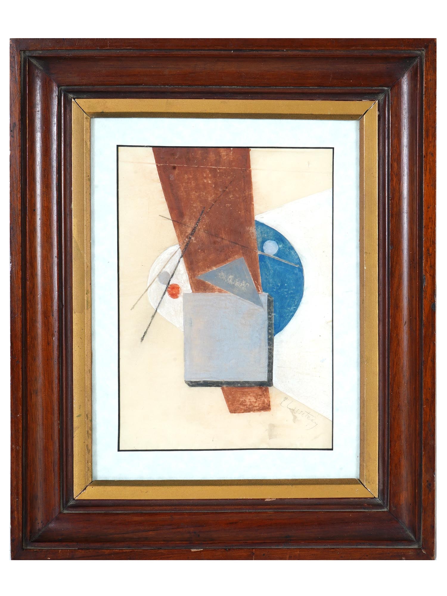ATTR TO EL LISSITZKY ABSTRACT GOUACHE PAINTING (1 of 4)