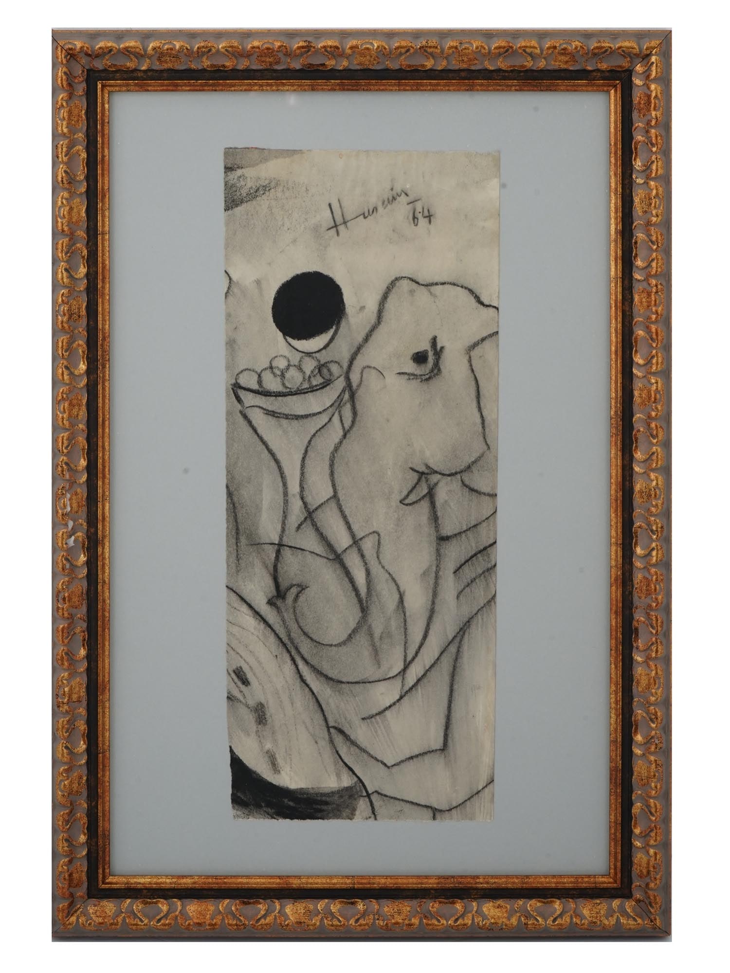 ATTR MAQBOOL FIDA HUSAIN INDIAN CHARCOAL DRAWING (1 of 4)