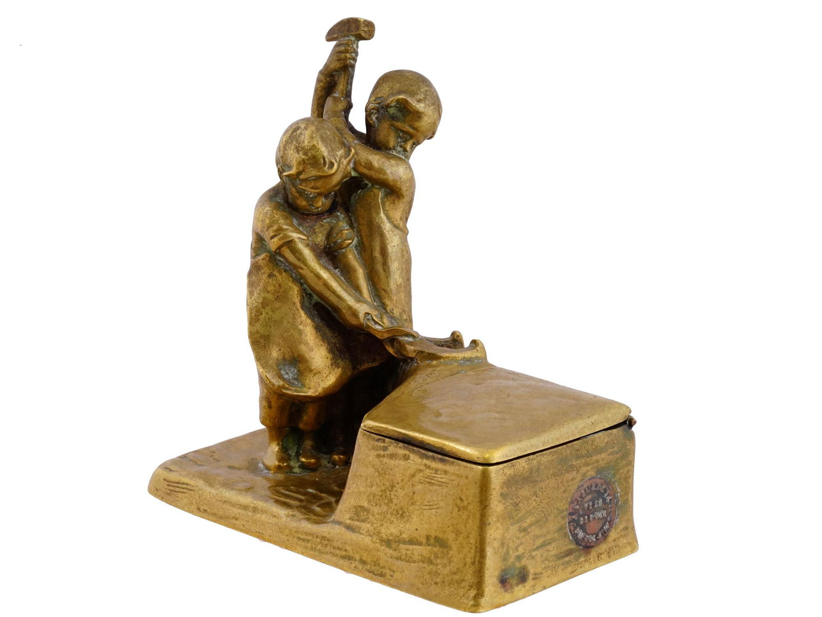 PETER TERESZCZUK ART NOUVEAU BRONZE FIGURAL INKWELL (1 of 13)