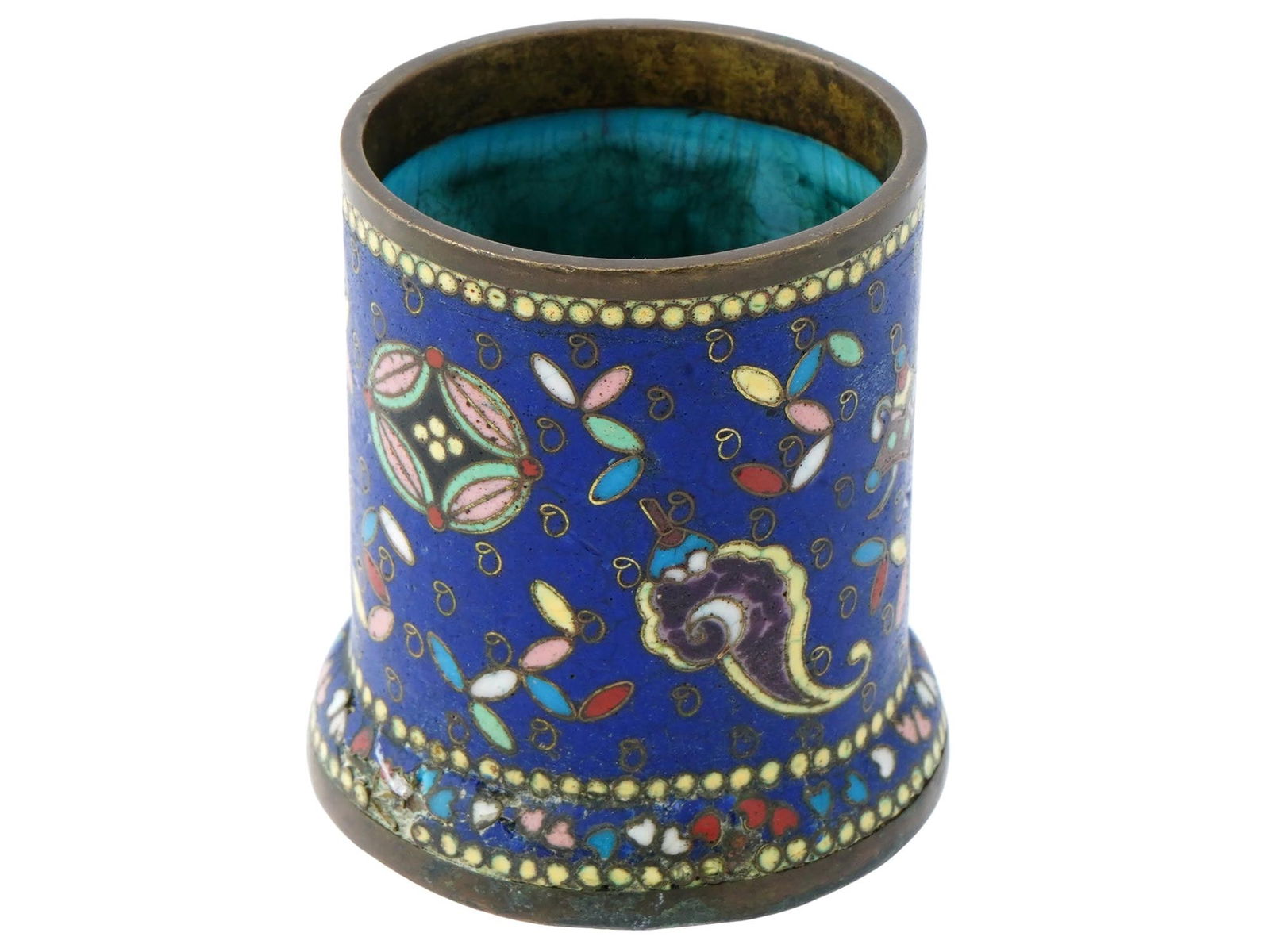 ANTIQUE JAPANESE MEIJI CLOISONNE ENAMEL BRUSH POT (1 of 5)