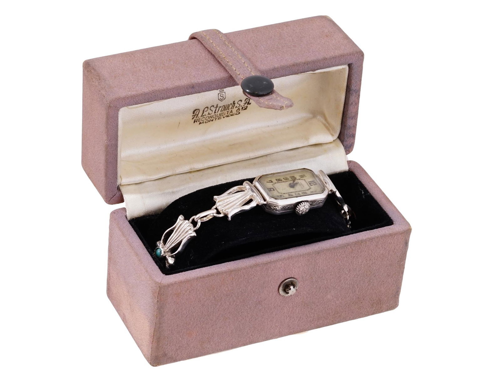 SWISS VULCAIN SILVER LADIES WRISTWATCH W TURQUOISE (1 of 11)