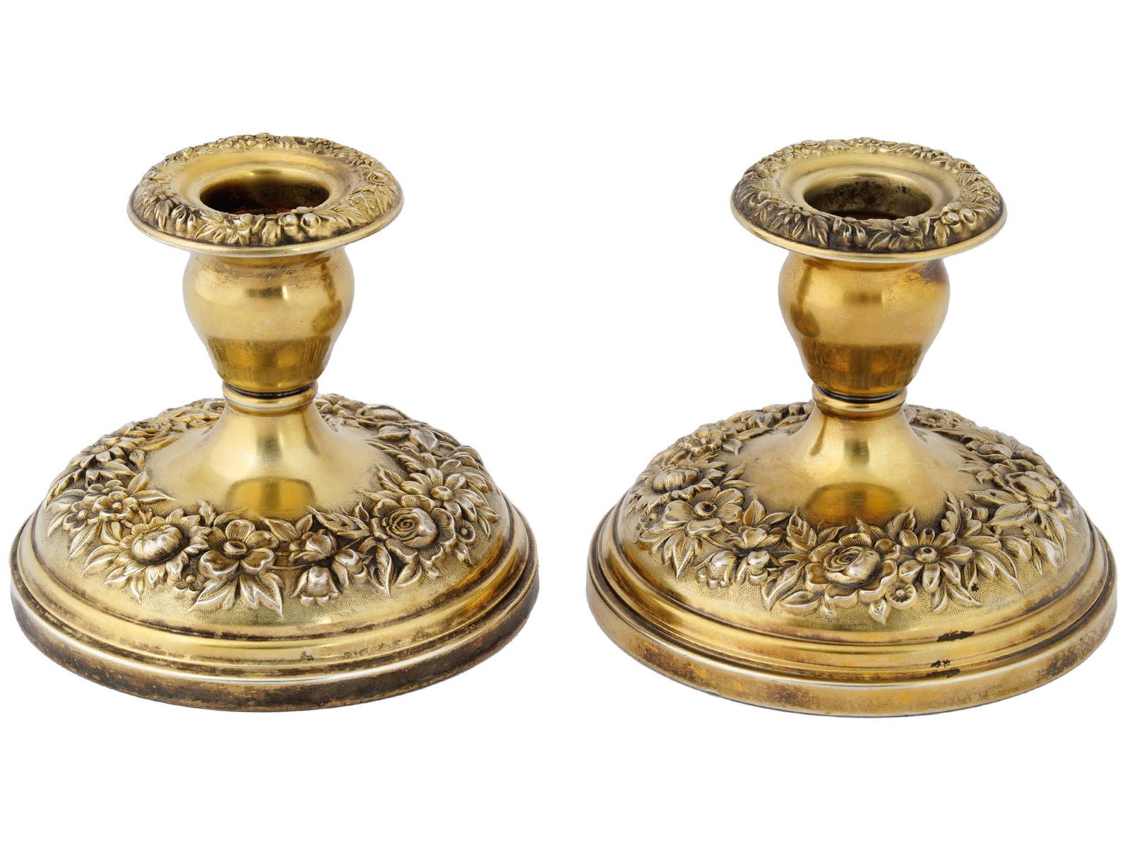 KIRK AND SON AMERICAN WEIGHTED GILT SILVER CANDLESTICKS (1 of 6)