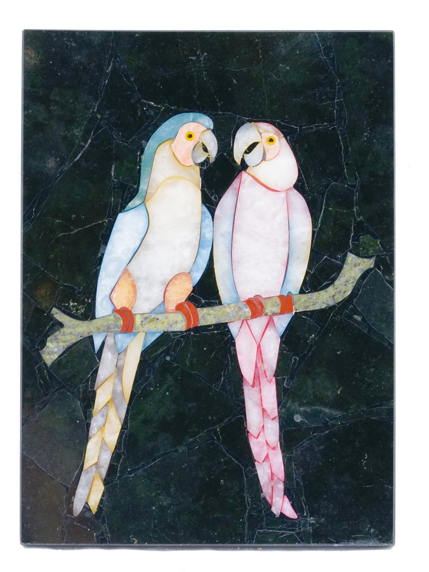 MID CENT ITALIAN PARROTS PIETRA DURA MOSAIC ARTWORK (1 of 5)