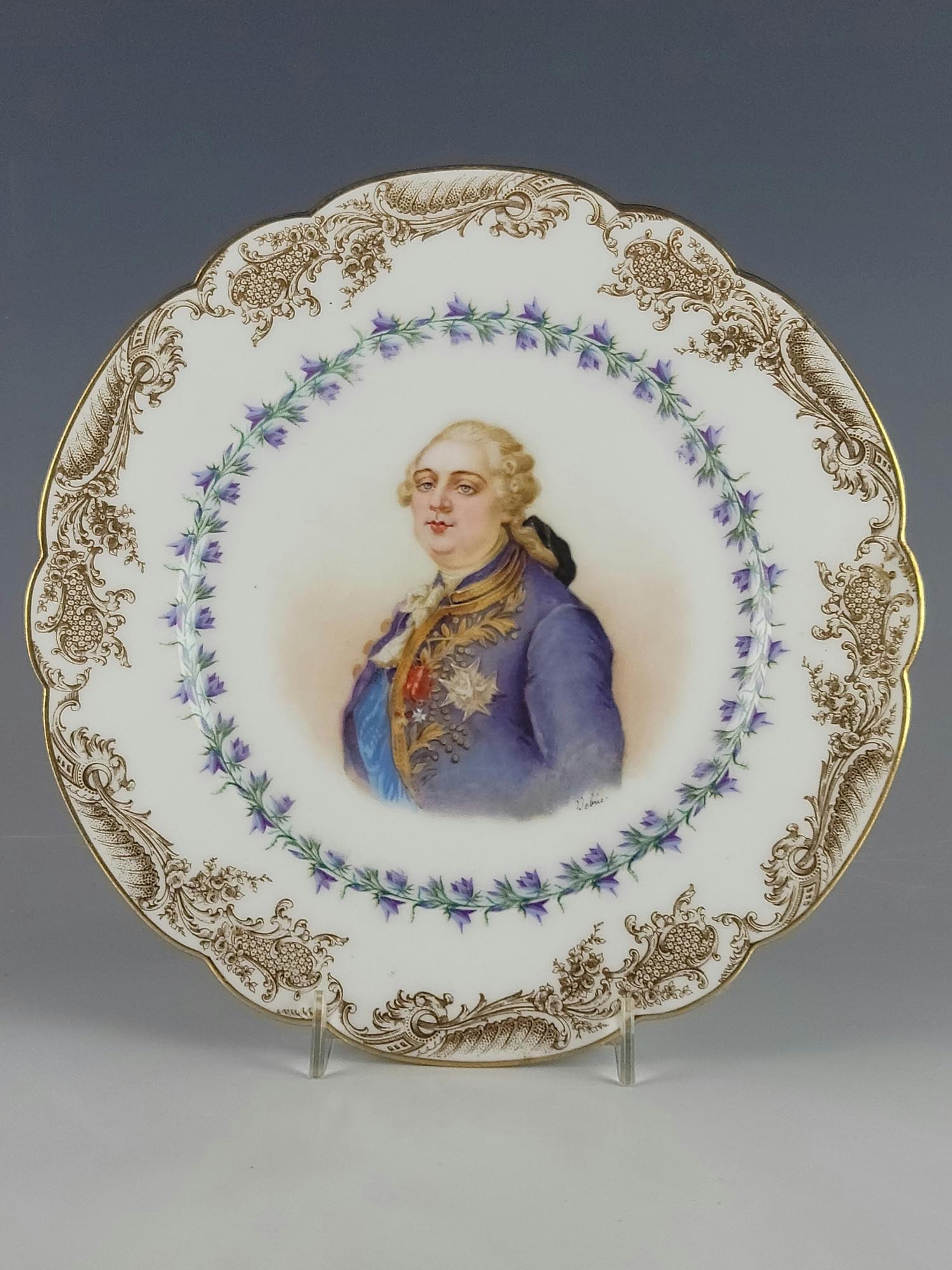 ANTIQUE 19C FRENCH SEVRES PORCELAIN PLATE LOUIS XVI (1 of 5)