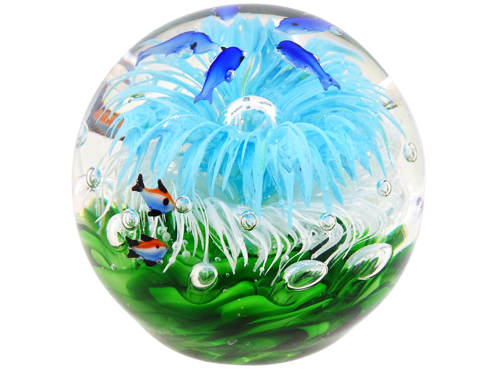 LARGE GLOBE AQUARIUM HAND BLOWN GLASS PAPERWEIGHT (1 of 8)