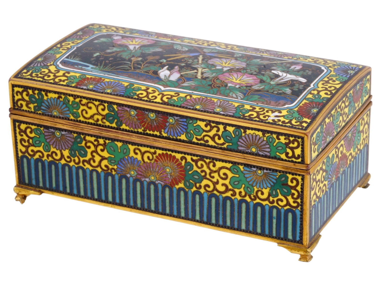 19TH C ANTIQUE JAPANESE CLOISONNE ENAMEL TRINKET BOX (1 of 10)