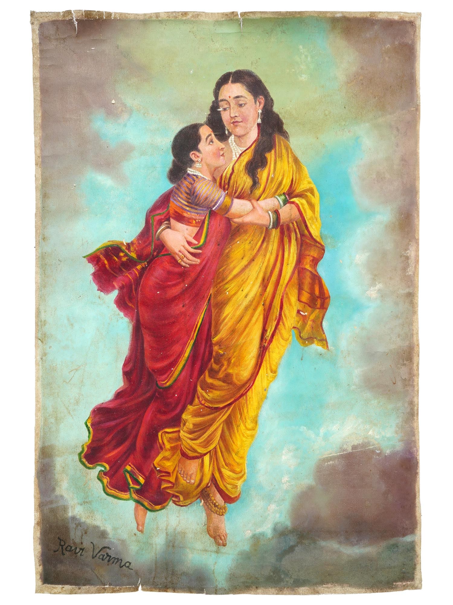 INDIAN SHAKUNTALA OIL PAINTING AFTER RAJA RAVI VARMA (1 of 6)