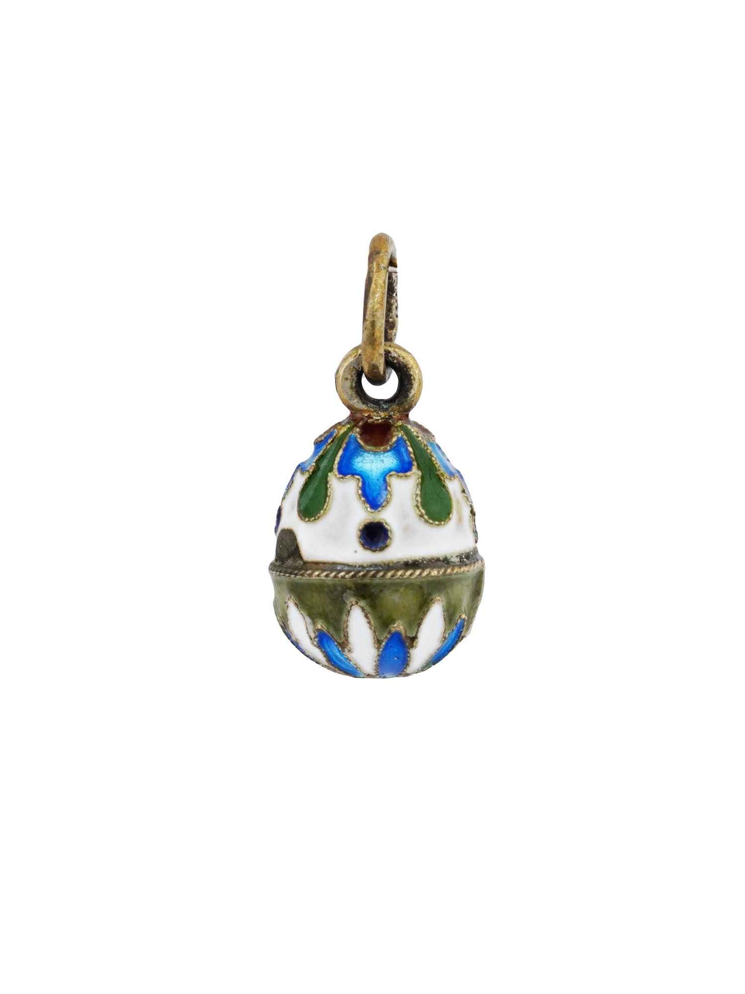 RUSSIAN 84 SILVER CLOISONNE ENAMEL EGG PENDANT (1 of 6)