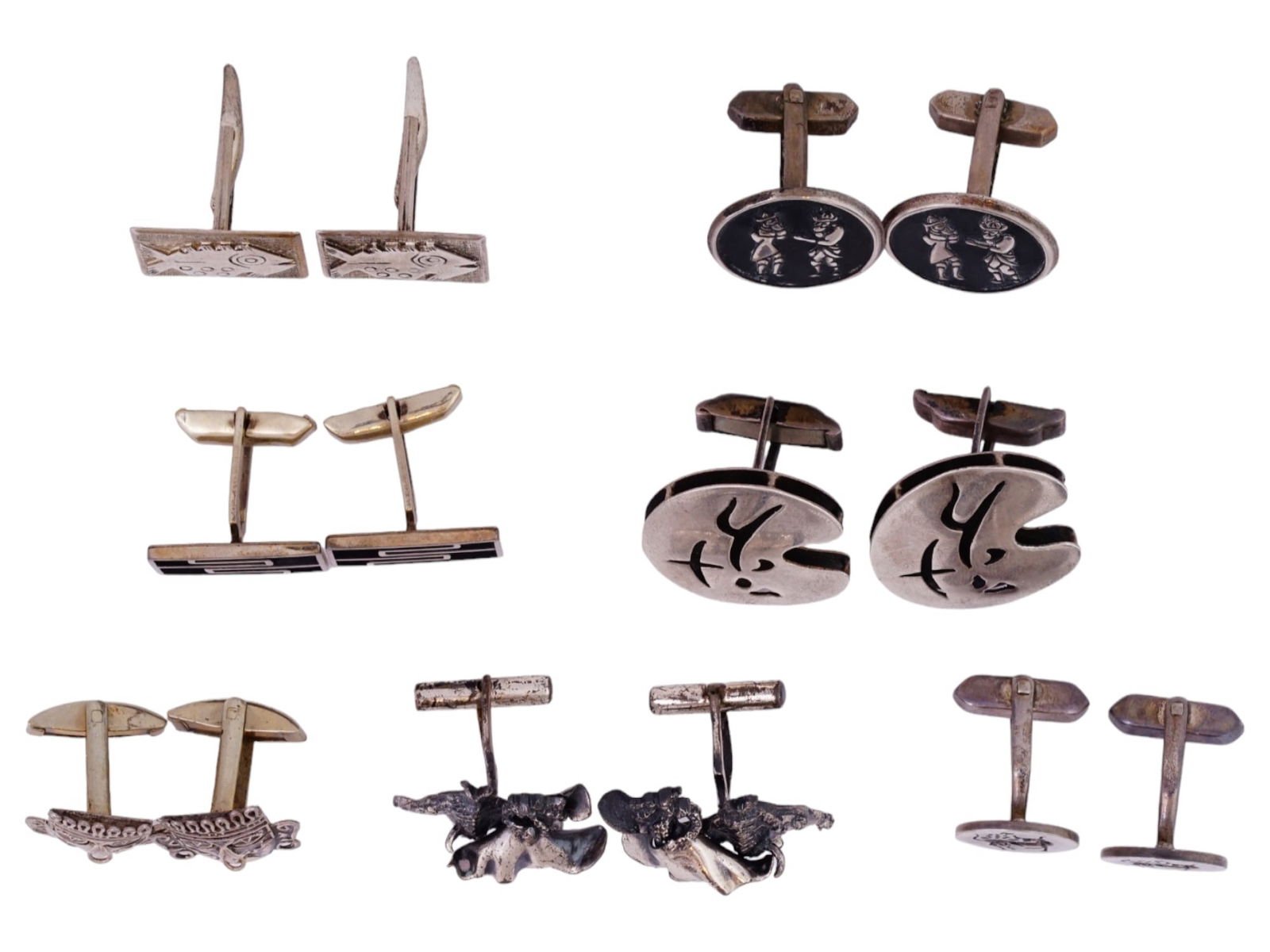 VINTAGE MENS STERLING SILVER CUFFLINKS (1 of 9)