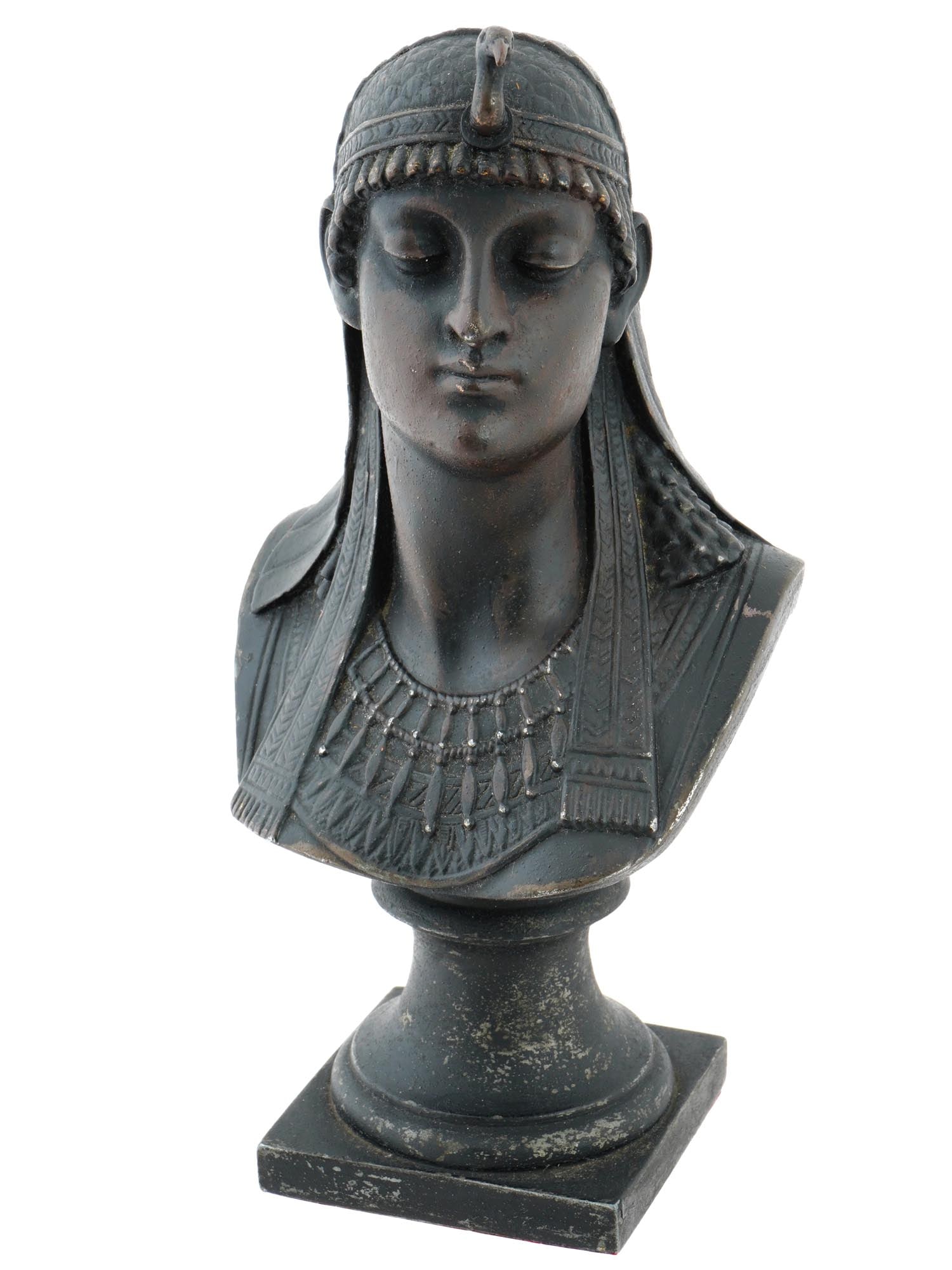 ART DECO EGYPTIAN REVIVAL CAST IRON FEMALE BUST (1 of 8)