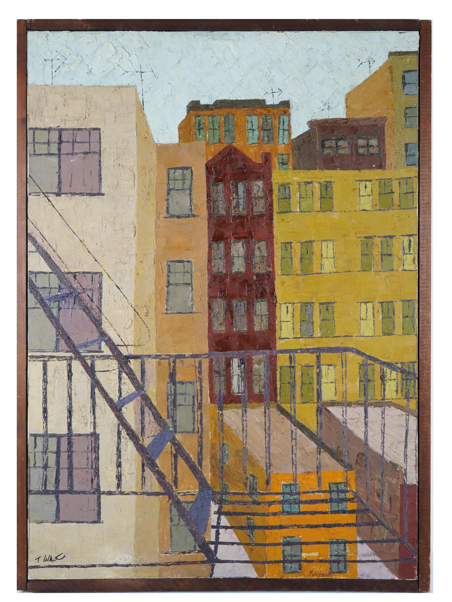 VINTAGE EUROPEAN OIL ON CANVAS CITYSCAPE PAINTING (1 of 5)