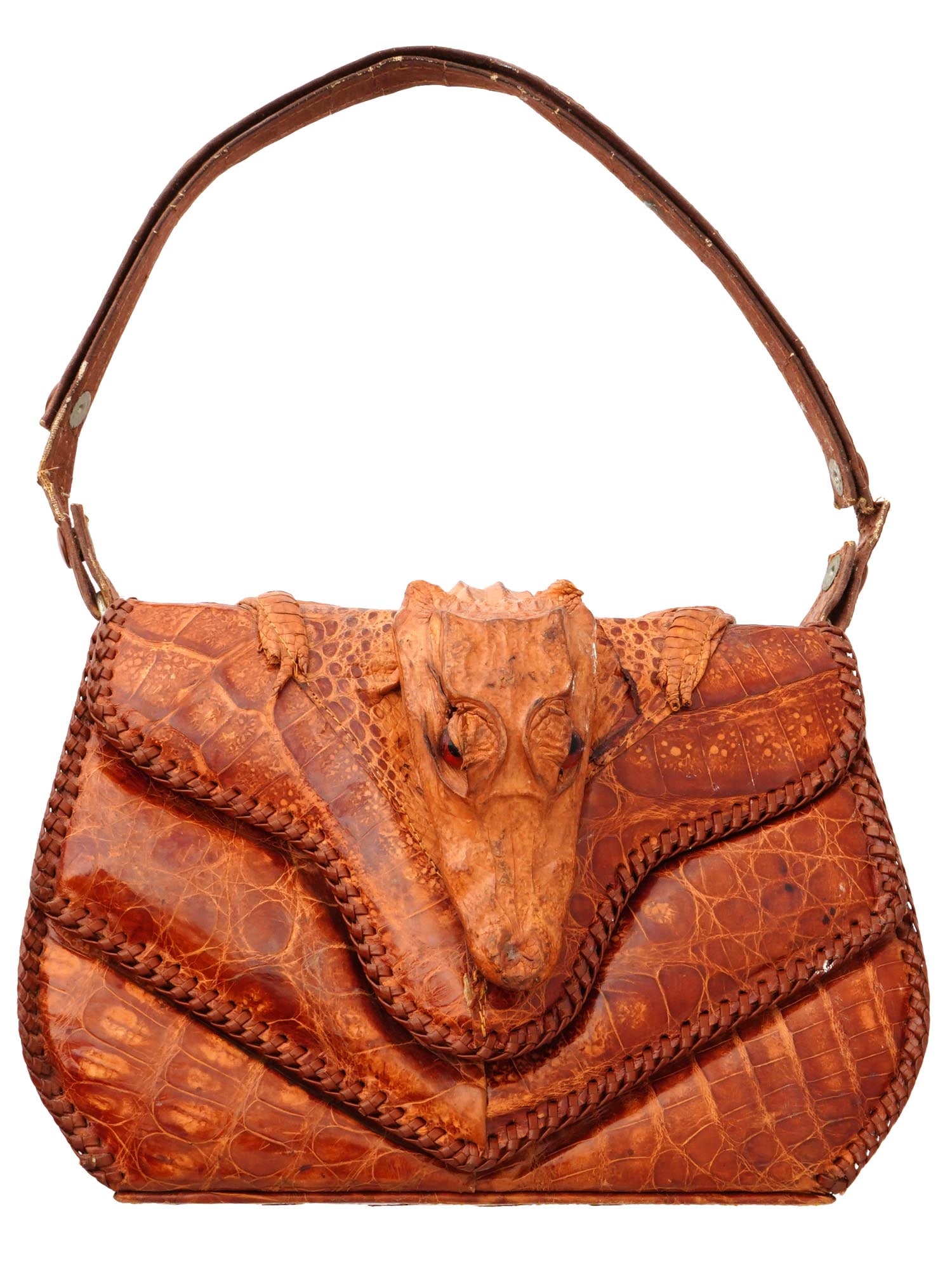 VINTAGE FIGURAL ALLIGATOR CLUTCH BAG HANDMADE CUBA (1 of 11)