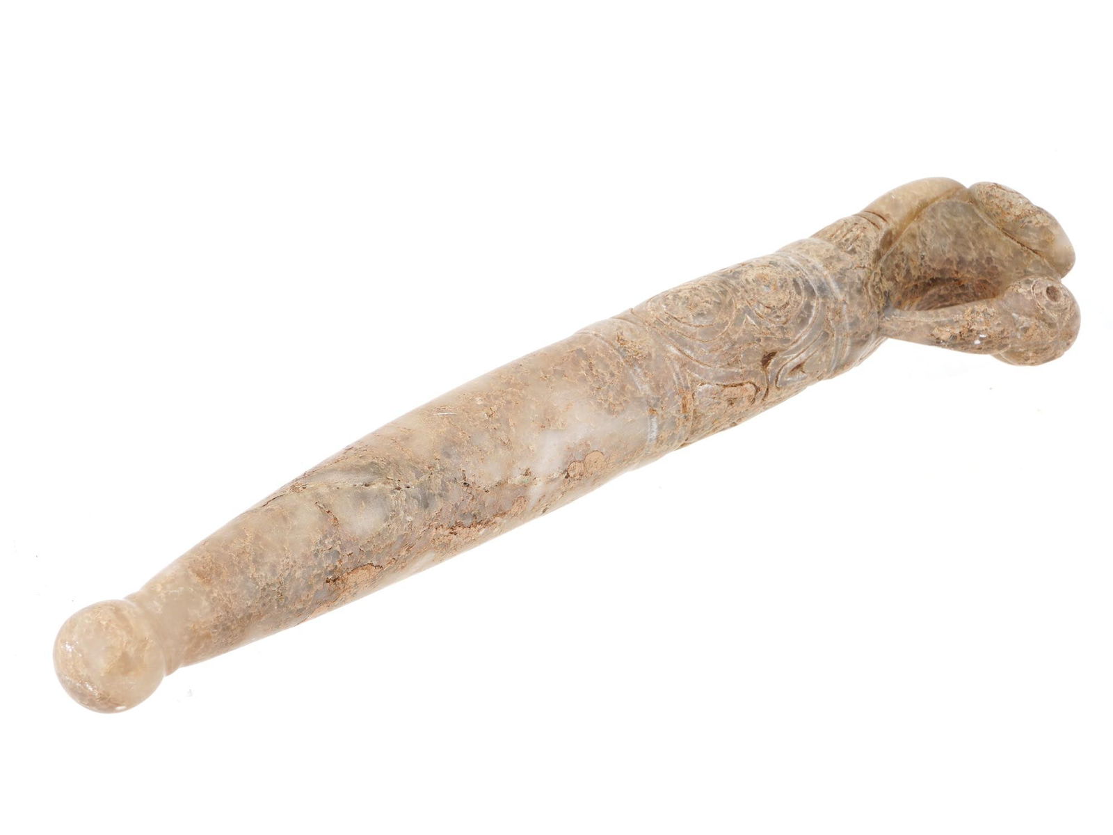 ANCIENT ARAWAK TAINO CARVED MARBLE STONE SCEPTER (1 of 8)