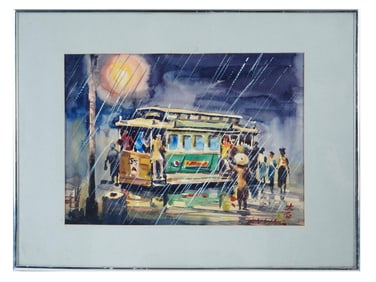 CHINESE CITYSCAPE WATERCOLOR PAINTING BY SUN YING