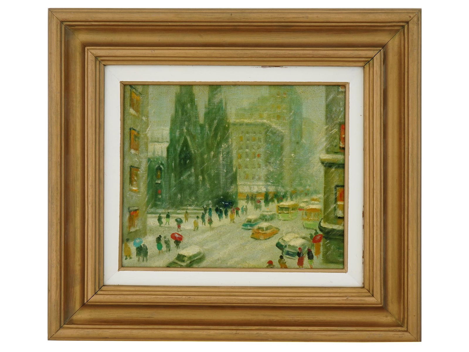 MANNER OF GUY WIGGINS NEW YORK STREET SCENE PAINTING (1 of 3)