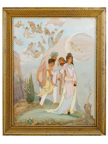 VINTAGE PERSIAN PAINTING BASED ON MINIATURE FROM 1495