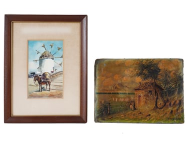 LANDSCAPE WATERCOLOR AND OIL PAINTINGS SIGNED