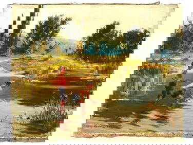 GEORGY TOLPEKIN SOVIET ERA RIVERSCAPE OIL PAINTING
