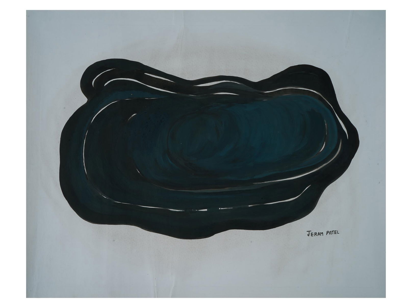 ATTRIBUTED TO JERAM PATEL INDIAN ACRYLIC PAINTING (1 of 4)