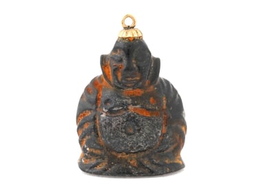 VINTAGE GOLD CARVED WOODEN BUDDHA PENDANT