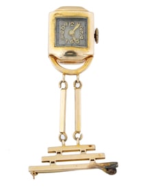 EARLY 20TH C LEICA SWISS LAPEL WATCH BROOCH