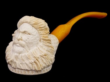 LARGE TURKISH HAND CARVED BLOCK MEERSCHAUM PIPE