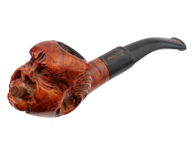 LARGE VINTAGE HAND CARVED WOODEN SMOKING PIPE