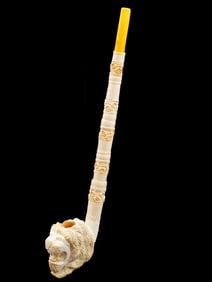 TURKISH ELONGATED CARVED MEERSCHAUM CHIBOUK PIPE