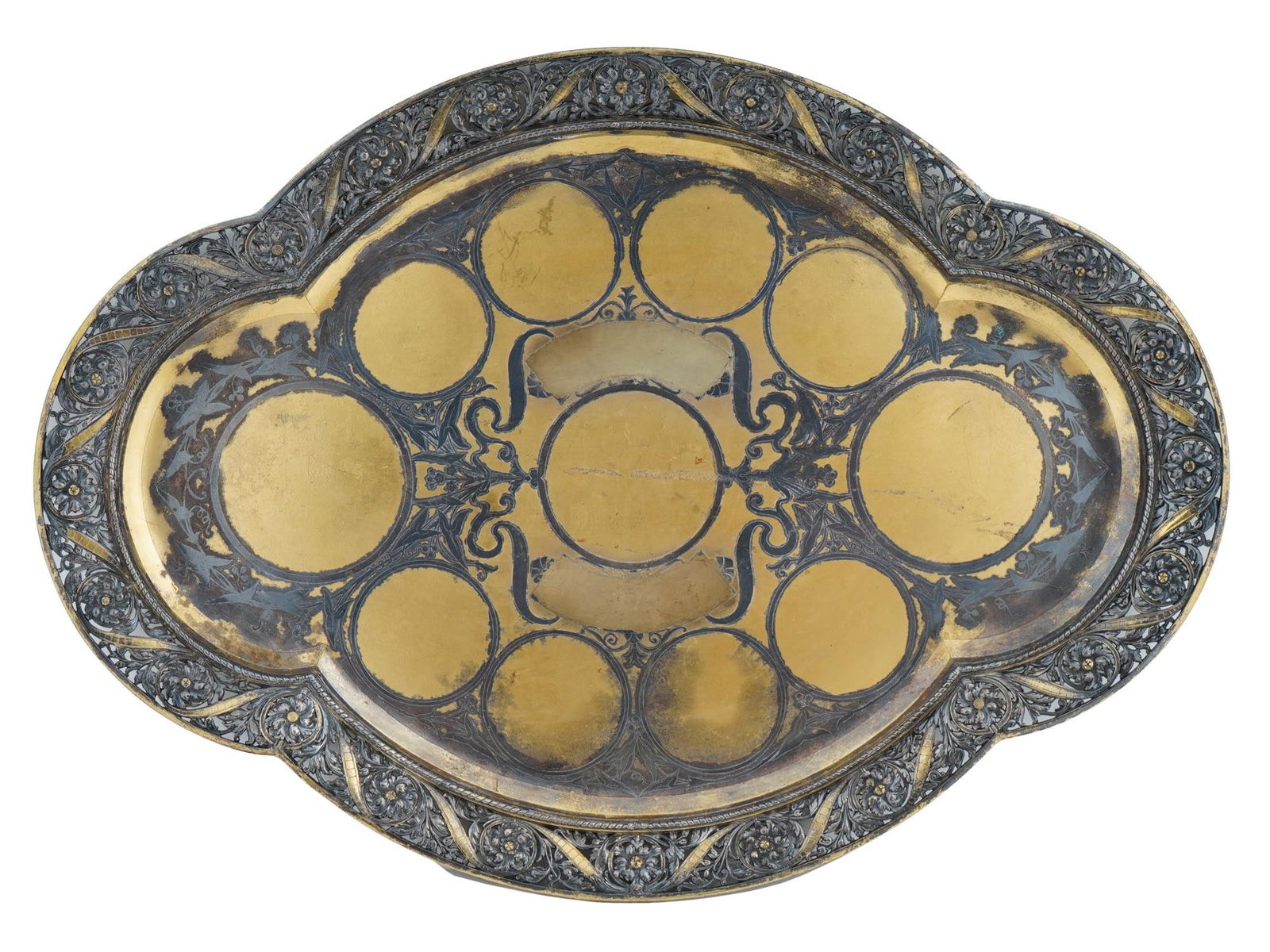VINTAGE RUSSIAN GILT NIELLO SERVING TRAY (1 of 3)