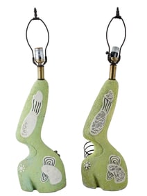 MID 20TH CENTURY BIOMORPHIC POTTERY TABLE LAMPS
