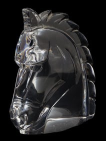VTG FEDERAL STYLE ART GLASS HORSE HEAD SCULPTURE